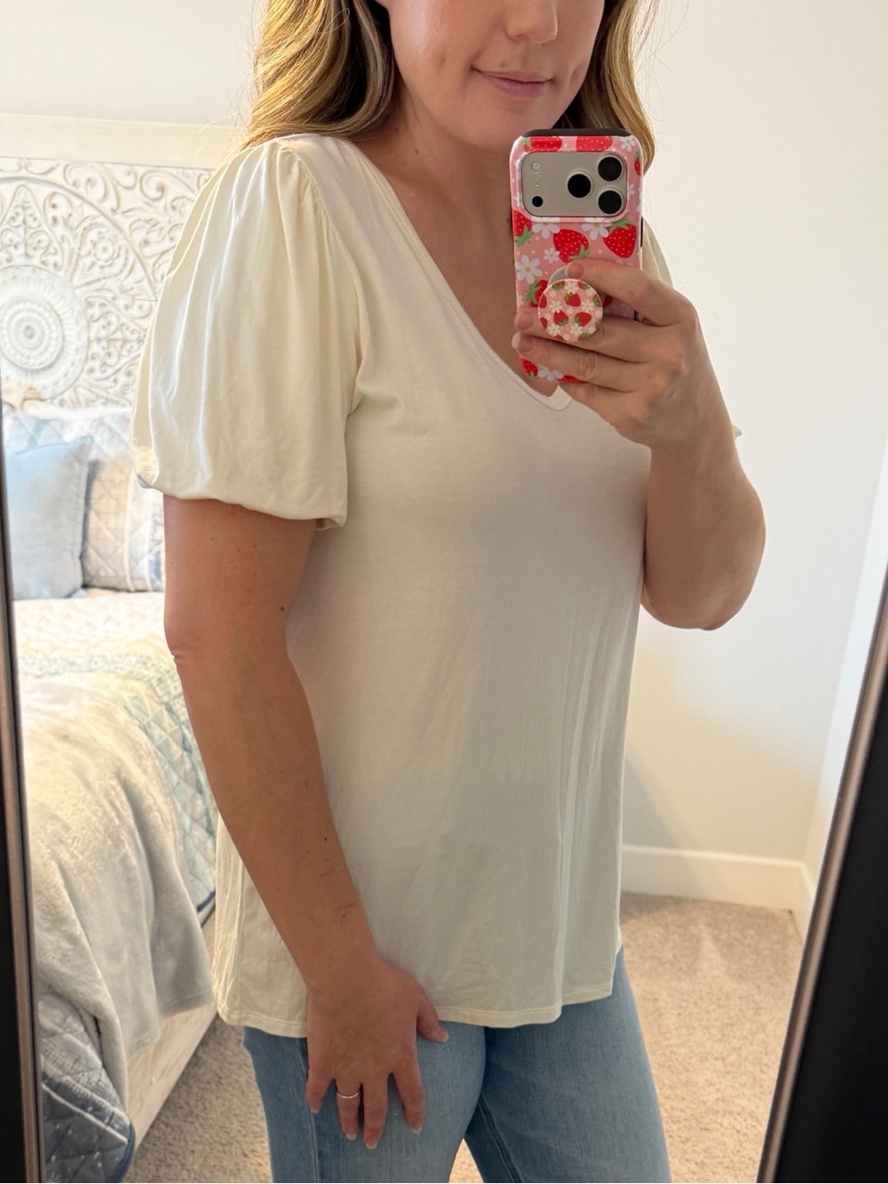 torrid Cream Puff-Sleeve V-Neck Tee